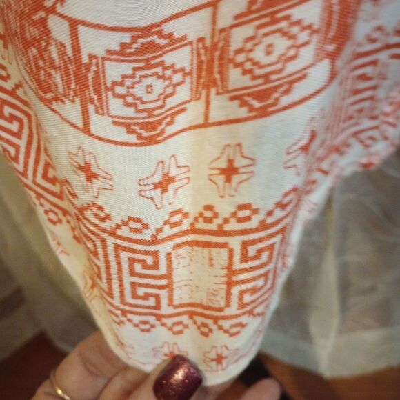KHALSA Creations orange and white printed tunic tank top sz medium - Picture 7 of 9